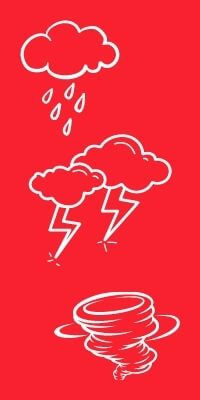 Rain Lightening Tornado on Red Background